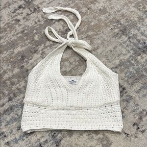 Hollister White Knit Halter Top